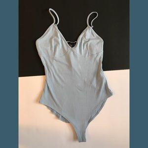 light blue ribbed cami bodysuit